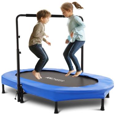 Imagem de Cama Elastica Infantil com Diâmetro e Corrimão Ajustável para até 100 kg, ANCHEER, Azul