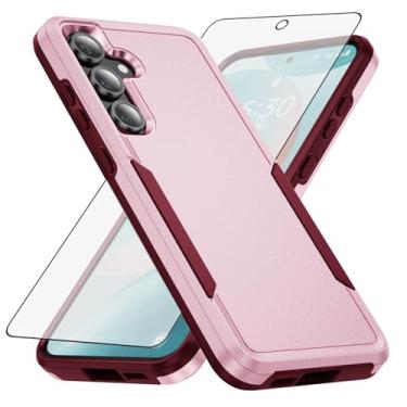 Imagem de Asuwish Capa de telefone para Samsung Galaxy S24 FE 5G com película protetora de tela de vidro temperado e proteção traseira de camada dupla móvel à prova de choque acessórios de celular TPU macio S