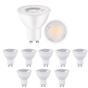 Imagem de 9 Lâmpada Led Dicroica Bivolt Gu10 7w Mr16 Branco Quente 24 - SAVE ENE
