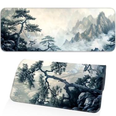 Imagem de Opiuoezi Mouse pad para jogos, base de borracha antiderrapante, tapete de mouse com costura extra grande para jogos, escritório e casa, 80 x 30 cm, tinta de paisagem