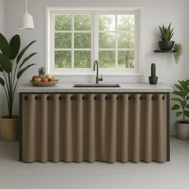 Imagem de Cortina Para Pia De Cozinha Impermeável Qualidade 2,80x0,80 - Feffo Co