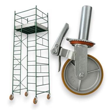 Imagem de TNT Rodízio Rodinhas Para Andaime Giratórios Trava Dupla Freio Industrial Ferro Fundido 6 Polegadas