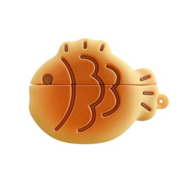 Imagem de Capa de fone de ouvido fofa interessante com tema de comida de peixe Taiyaki Cookie vermelho tomate para AirPods Pro/Pro 2, capa protetora de silicone macio e elegante para AirPods Pro 2/Pro -Taiyaki