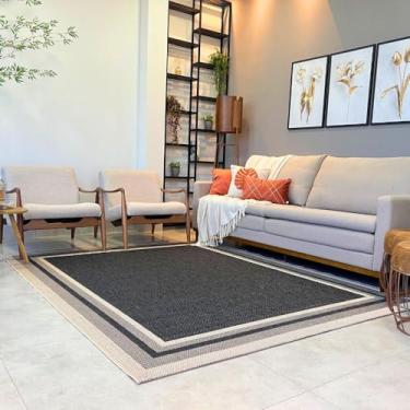 Imagem de Tapete Soft Dream Moldura 200x150 - Bege/chumbo