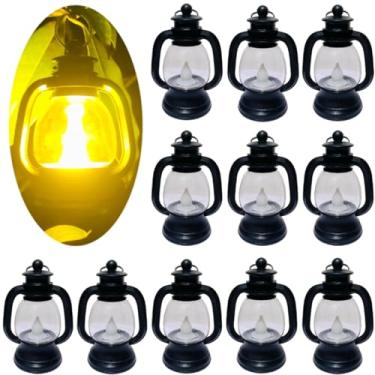 Imagem de WANGMINGTU Pacote Com 12 Mini Lanternas Com Vela Led Piscante De 4", Enfeites De Lanternas Vintage, Centro De Mesa, Decoração De Árvore De Natal Para Festa Ocidental De Halloween...