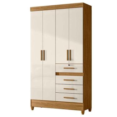 Imagem de Guarda Roupa Solteiro Sobral 4 Portas Freijó Off White - Moval