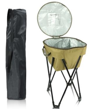 Imagem de Bolsa térmica com suporte, caixa de gelo isolada dobrável, grande à prova de vazamento para acampamento e viagem