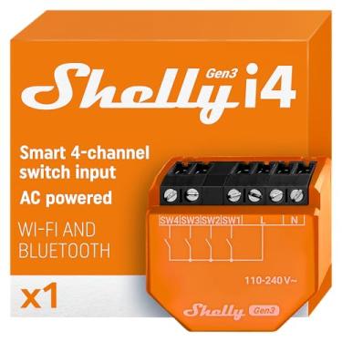 Imagem de Shelly i4 Gen3 | WiFi e Bluetooth Controlador de entrada de 4 dígitos para relés Shelly | Automação residencial | Compatível com Alexa e Google Home | iOS Android | Sem hub | Controle remoto |