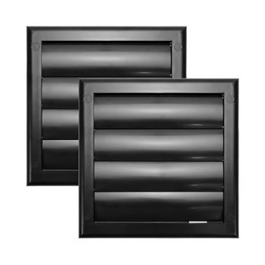 Imagem de Vent Systems 10 cm (7,5" x 19 cm) Pacote com 2 tampas de ventilação de exaustão - Preto - Exaustor de ventilação do secador - Tampa de ventilação do duto do secador com venezianas - Tampa do capô de