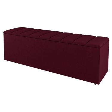 Imagem de Calçadeira Baú King Size Cora 190cm Suede Bordô - Abmaza