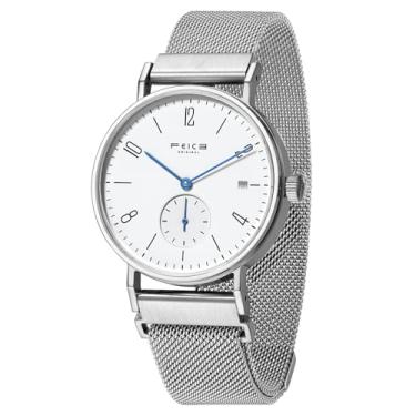 Imagem de FEICE Relógios masculinos Bauhaus Design Automático Relógio Impermeável Cristal de Safira Analógico Relógios para Homens Mulheres Unissex -FM201, Prata, D, Mecânico, relógio automático