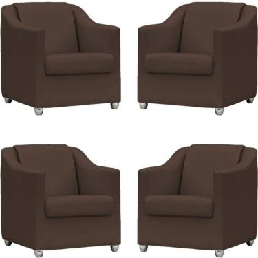 Imagem de Kit 4 Poltronas Mila Corino Cores Pé De Plástico Cromado - Marrom Corino