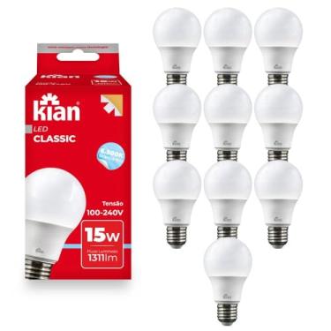 Imagem de Kit 10 Lâmpada Bulbo Led 15w E27 Branco Frio Bivolt Comercio