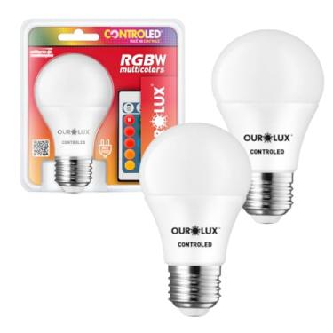 Imagem de Kit 2 Lâmpada Inteligente 9w Color E27 110v/220v Quarto Sala RGB Colorida Com Controle