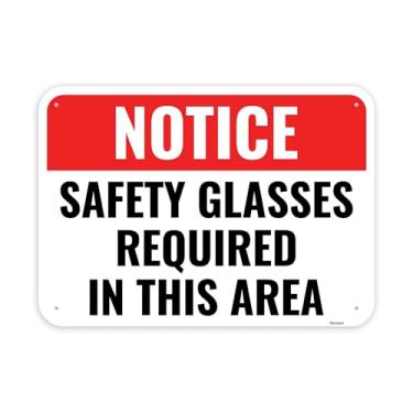 Imagem de 1 placa de segurança necessária para óculos de segurança EPI, 35 x 25 cm - alumínio - placas de área de construção para local de trabalho - Equipamento de proteção individual