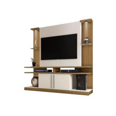 Imagem de Home Theater York LED Ripado Cinamomo Com Off White  Bechara Móveis