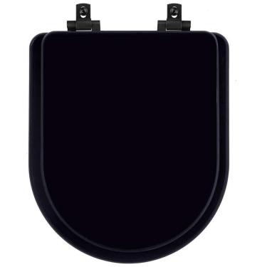 Imagem de Tampa De Vaso Laqueado Com Fechamento Lento Carrara Preto Para Louça Deca Com Ferragem Preta