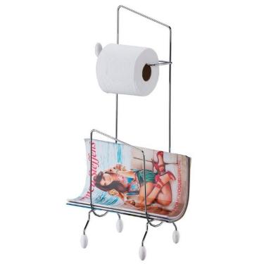 Imagem de Suporte De Chão Para Papel Higiênico E Revisteiro Utimil Em Aço Cromado 56 Cm Cromado
