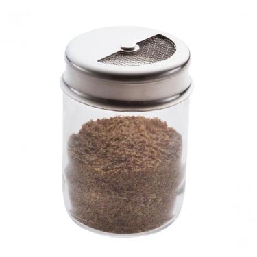 Imagem de Polvilhador Pote De Vidro Com Tela Polvilhar Tampa De Inox Doces Padaria Sobremesas Decorar