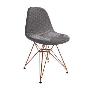 Imagem de Cadeira Jantar Eames Eiffel Estofada Grafite Base Cobre
