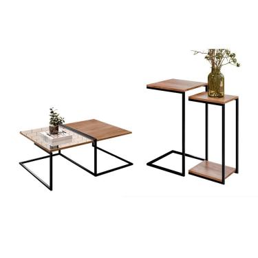 Imagem de Jogo De Mesa De Centro E Mesas Laterais Xangai Demolição Preto