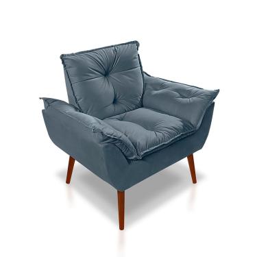 Imagem de Poltrona Opala Luxo Suede Azul Turquesa