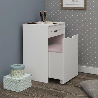 Imagem de Penteadeira Milena 1 Gaveta com Banqueta Branco/Rosa - Pnr Móveis