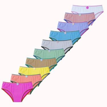 Imagem de Kit 10 Calcinhas Infantil Algodão Meninas 1 a 12 Anos Criança - Queenz