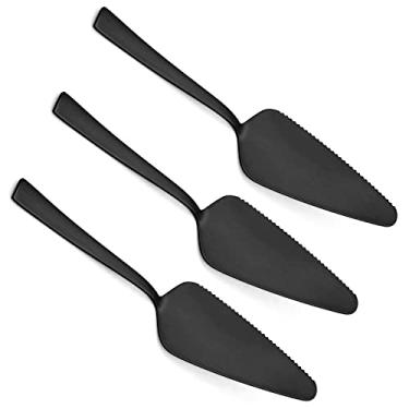 Imagem de E-far Conjunto De 3 Cortadores Bolo Em Aço Inoxidável 8,9" Para Pizza Queijo E Massa Folhada, Com Borda Serrilhada Cabo Quadrado, Preto Fosco