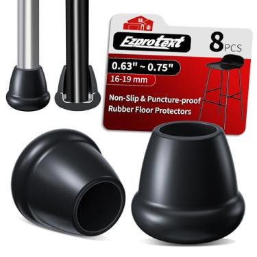 Imagem de Ezprotekt Protetores De Perna Cadeira Borracha Redondos 3/4", 8 Peças, Pés Dobráveis Metal Antiderrapantes, Chão Para Mesa Jantar, Pernas Pátio, Preto (Adequado Para: 1,6 Cm A 1,9 Cm)