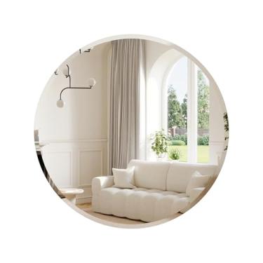 Imagem de ANYHI Espelho redondo sem moldura de 76 cm, borda chanfrada, montado na parede, espelho de casa moderno para banheiro, quarto, sala de estar
