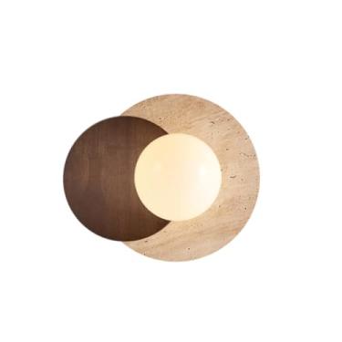 Imagem de DZQWLL Luminária De Parede Mármore, Luminárias Para Banheiro, Suporte Sobre Espelho, Arandelas Pedra, Vintage Com Madeira E Cúpula, Varanda, Oficina, Cozinha Sala Estar