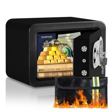 Imagem de Cofre seguro de 0,23 metros cúbicos, pequeno cofre com bolsa à prova de fogo, chaves e código de passagem, caixa de dinheiro de segurança eletrônica digital para dinheiro, documento, casa, escritório