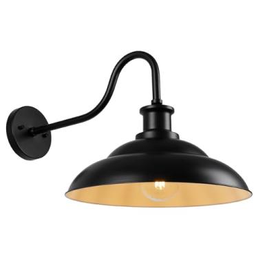 Imagem de Goosebrite Luminária Externa Estilo Celeiro, Arandela Grande De 16" Com Cúpula, Suporte Externo Para Casa, Garagem, Pátio, Porta