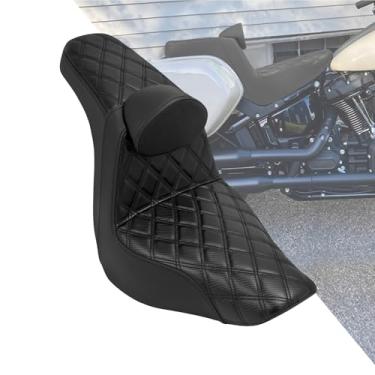 Imagem de HDBUBALUS Assento De Motocicleta Para Motorista E Passageiro Com Encosto Harley Low Rider S St 2018-Up (Preto Costura Preta)