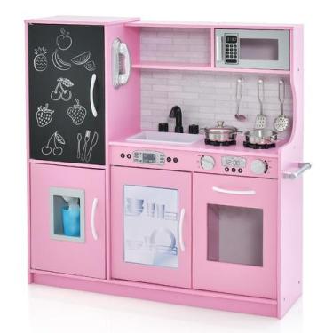 Imagem de Conjunto de brinquedos de cozinha HONEY JOY Pink Kids de madeira com a