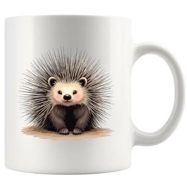 Imagem de Panvola Presente para amantes de porco-espinho fofo para amantes de animais pai mãe marido esposa novidade caneca de cerâmica 325 ml branca