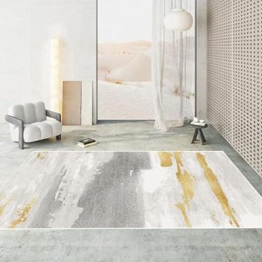 Imagem de Tapete estilo abstrato para decoração de sala de estar, tapete de chão fácil de limpar, lavável, sala de estar, quarto, sofá (120 x 200 cm, 47 x 78,7 pol./Sem fiapos - 2)
