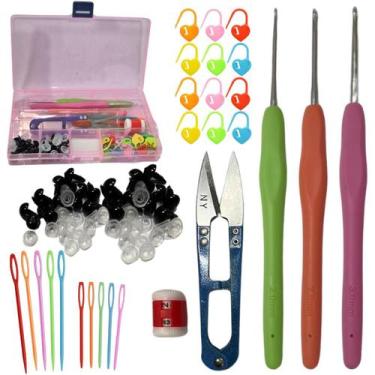 Imagem de Kit Crochê Amigurumi Completo Agulhas Soft Marcador de Ponto Tesoura B