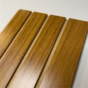 Imagem de 10 Placas Adesivas Painel Madeira Ripada Montável Mdf 38x11cm PREMIUM 