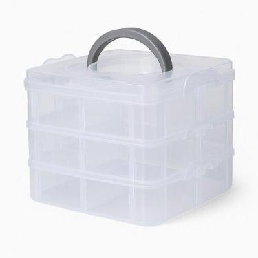 Imagem de Maleta multiuso 18 divisorias removivel organizador box para medicamen