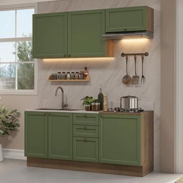 Imagem de Armário de Cozinha Compacta 180 cm Rustic/Verde Vik Madesa 01