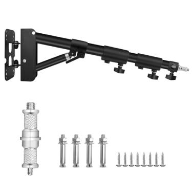 Imagem de Braço triangular para montagem na parede, suporte de luz de anel com rotação de 180° para fotografia de estúdio, serve para luz de vídeo, monolight, softbox e refletor, suporte resistente ajustável de