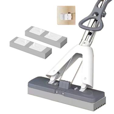 Imagem de TBATM Mop Squeezy com Balde e Cabeça de Substituição,Mop Esponja de Pva com Alça de Aço Inoxidável,Super Absorvente de Uso Duplo Molhado e Seco para Pisos Duros de Madeira,Limpeza de Carro,B,29X137cm