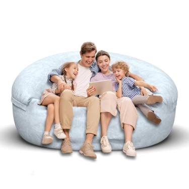 Imagem de Cadeira de pufe para adultos de 1,8 m, capa macia removível para quarto de adolescentes/meninas, poltronas fofas gigantes de chão redondo (sem enchimento, cinza claro)