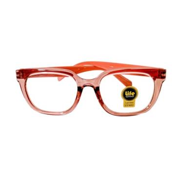 Imagem de Armação Óculos Grau p/Perto Retangular Gatinho Rosa Transparente Para Leitura (+2.00)