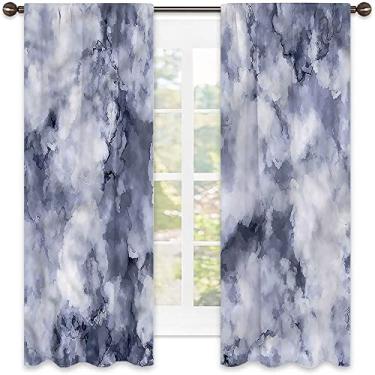 Imagem de Cortinas blecaute de mármore – Cortinas de quarto e sala de estar com isolamento térmico, economia de energia e redução de ruído, L 182 x C 182 cm