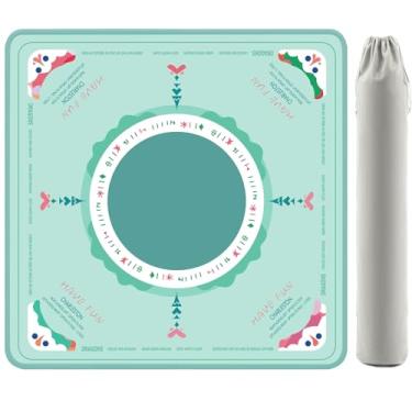 Imagem de Mahjong Mat Neoprene Anti-Slip Noise Reduction with Rules, 32.4x32.4 Inch Blue Table Cover for American Mahjong, Poker, Card & Board Game Players (Blue-Green mats)