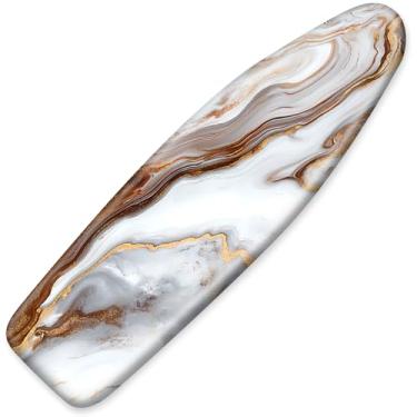 Imagem de Capa para tábua de passar roupa, tamanho padrão 38 x 137 cm de espessura acolchoada com bordas elásticas antiderrapantes e tiras ajustáveis de gancho e laço (tábua de passar não incluída) (mármore, 38