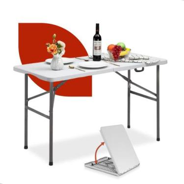 Imagem de Mesa Dobravel Portatil Vira Maleta Camping Praia Plastico 122cm 122x60